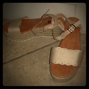 Platform Nude beige platform sandals wedges
